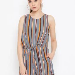 PURYS Grey Striped Playsuit-23
