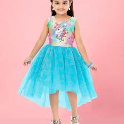 Aarika Kids Girls Firozi Color Nylon Frock-image-71