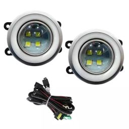Auto Pearl 4 LED 3 in 1 Chrome Ring DRL Fog Lamp with Wiring Kit White, Yellow & Blue Compatible For Renault Kwid2018-77