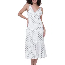 God's Club Women V-Neck Shoulder Straps Cotton Fit and Flare Midi Dress-picture-18