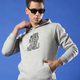 Campus Sutra Light Grey Regular Fit Printed Hooded Sweatshirt-image-47