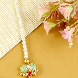 Asthetika Kids Girls Gold-Plated Kundan Studded Maang Tikka Head Jewellery-picture-7