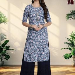 HERE&NOW Selection Of 2 Floral Printed Round Neck Straight Kurtas-image-78