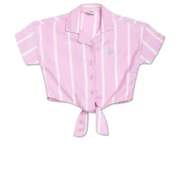 U.S. Polo Assn. Kids Pink Striped Shirt-picture-3