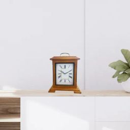 CHRONIKLE Rectangular Brown Wood Table or Desk Clock-0