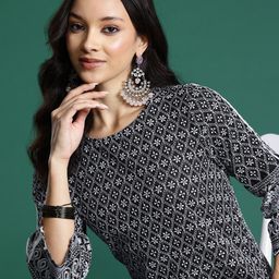 Sangria Pure Cotton Embroidered Kurta with Trousers-15
