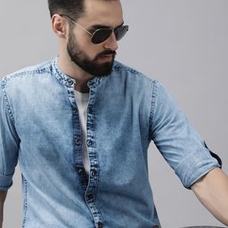 Roadster Men Blue Standard Casual Cotton Denim Shirt-image-77