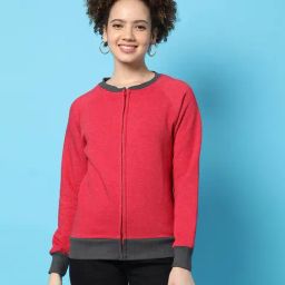 Campus Sutra Red Cotton Regular Fit Sweatshirt-image-13
