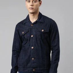 CINOCCI Blue Cotton Slim Fit Denim Jacket-image-81