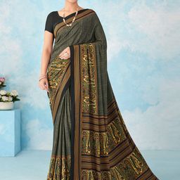 all about you Ethnic Motifs Printed Pure Crepe Bagru Saree-picture-31