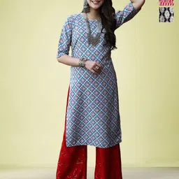 Moda Rapido Women Ethnic Motifs Printed Gotta Patti Floral Crepe Kurta-image-72
