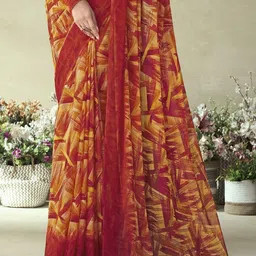 Reboot Fashions Pure Chiffon Block Print Saree image 4
