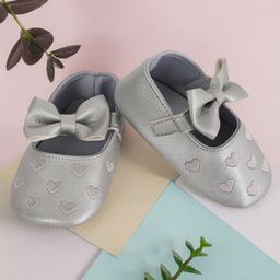 Baby Moo Hearts With Bow Booties - Silver-image-37