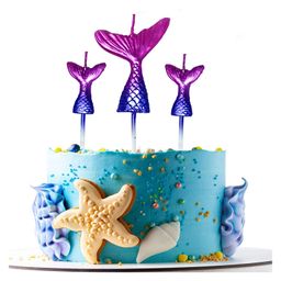 AMFIN® Mermaid Candles for Birthday / Mermaid Theme Birthday Decorations / Candles for Birthday Decoration / Candles for Anniversary / Girls Cake Candles - Pack of 3-image-7