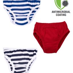 COCOON ORGANICS Pack Of 3 Solid & Rugby Striped Briefs - Blue White & Red-image-45