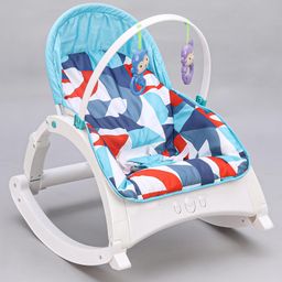 Newborn To Toddler Portable Baby Rocker With Music Vibration & Toys - Blue & White-image-30