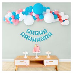 Bubble Trouble Pastel Theme Happy Birthday Decoration Items for Boys & Girls Blue Pink & White Pack of -67-52