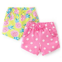 Babyhug Single Jersey Mid Thigh Length Shorts With Pineapple Print Pack of 2 - Multicolour-image-47