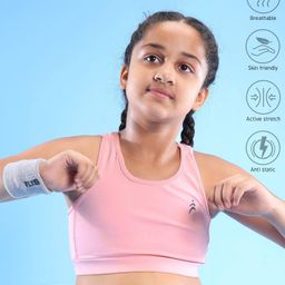 Pine Active Sleeveless Super Stretchable Sports Bra with Logo Print - Pink-image-11
