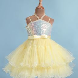 Rassha Sleeveless Sequin Embellished Layered Dress - Yellow-image-80