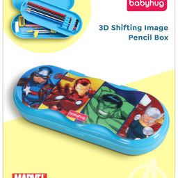 Babyhug Marvel Avengers 3D Pencil Box|School Supplies Stationery Organiser|Birthday Return Gift for Kids-Blue-25