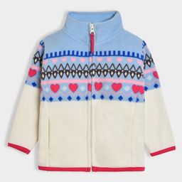 Mi Arcus Knit Full Sleeves Hearts Embroidered Zipper Jacket - Multi Colour-picture-4