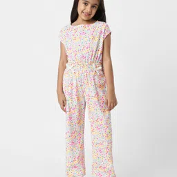 nautinati Nauti Nati Rayon Cap Sleeves Floral Printed Jumpsuit - Cream-picture-13