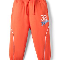 Babyhug Terry Cotton Knit Full Length Text Printed Lounge Pant - Orange-picture-11