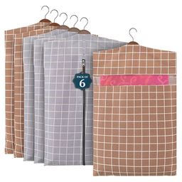 Aura Grey & Brown 6 Pieces Checked Cotton Hanging Multi-Utility Organisers-42