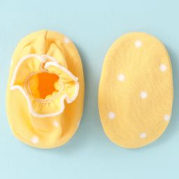 Ben Benny Interlock Knit Cap Mittens & Booties Set with Polka Dots Print Yellow - Diameter 8.5 cm image 3
