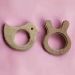 neemtoys Gum Strengthening Neem Wooden Teethers of Shapes - Bunny & Dove , image 3