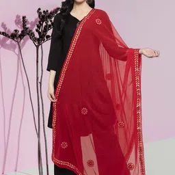 Moda Rapido Embroidered Foil Print Dupatta with Gotta Patti-42