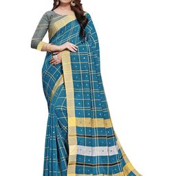 KALINI Checked Mirror Work Saree-3