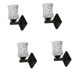 1ST TIME Set Of 2 Black & White Glass Textured Cylinder Shaped Decorative Wall Lamp-picture-44