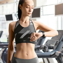 Reebok Striped Running Bra- Full Coverage Lightly Padded HT4941-54