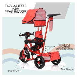 funride Fun Ride Kids Bullet Tricycle with 360 Rotatable Seat, Parental Control Handle - Musical Trike for Kids with Safety Handle - Red image 4