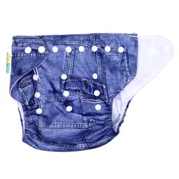 1st Step Adjustable Reusable Diaper With Diaper Liner Solid - Blue image 4