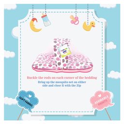Toddylon Baby Mattress with Mosquito Net Cot Bedding Set - Pink image 4