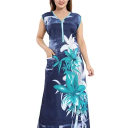 CINCO Women Floral Printed V-Neck Maxi Nightdress-picture-42