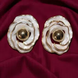 Jolly Faces Gold Plated Artificial Stones Studded Floral Shaped Studs-image-15