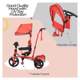 funride Fun Ride Kids Bullet Tricycle with 360 Rotatable Seat, Parental Control Handle - Musical Trike for Kids with Safety Handle - Red image 5