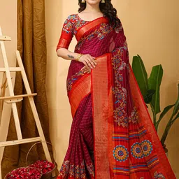 KALINI Checked Zari Art Silk Banarasi Saree-image-57