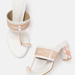 House of Pataudi Open Toe Woven Design Block Heels-17