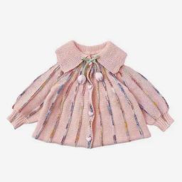 Little Surprise Box Kids Peach Blended Color Block Cardigan-image-86