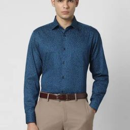Van Heusen Blue Cotton Regular Fit Printed Shirt-image-94