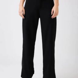 Globus Women Black Mid Rise Relaxed Fit Adjustable Hem Workwear Korean Pants-image-51