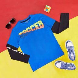 Pantaloons Junior Cobalt Blue Cotton Printed Full Sleeves T-Shirt-image-40