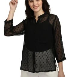 Smarty Pants Black Self Design Shirt-image-70