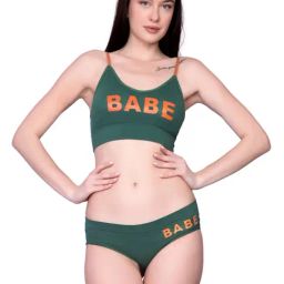 Spiaty Dark Green Elastane Printed Lingerie Set-image-97
