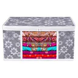 Kuber Industries Grey Flower Quilted Printed With Visible Window Multi-Utility Organiser image 2
